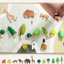Personalised Safari Wooden Animal Toy - Play Set Birthday Gift Playmat For Children - thumbnail 4