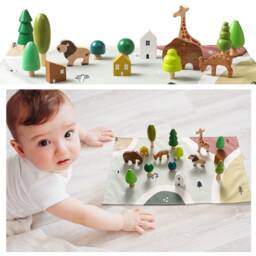 Personalised Safari Wooden Animal Toy - Play Set Birthday Gift Playmat For Children - thumbnail 3