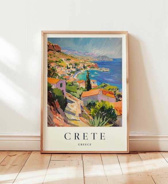 Crete Travel Poster Greek Island Mediterranean Wall Art - image 1