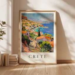 Crete Travel Poster Greek Island Mediterranean Wall Art - thumbnail 3