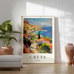 Crete Travel Poster Greek Island Mediterranean Wall Art - thumbnail 2