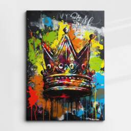 Crown Graffiti Luxury King Queen Abstract Oil Painting Wall Art Framed Canvas Poster Print Home Kitchen Office Bedroom Decor Gift Idea - thumbnail 3