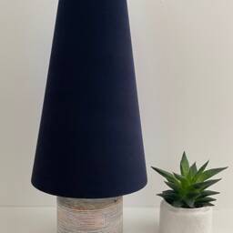 Navy Blue Velvet Extra Tall Tapered Cone Lampshade - thumbnail 2
