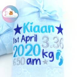 Personalised Baby Fleece Blanket - Embroidered Blankets Personalized Gift New Born Gift Keepsake Shower Christening - thumbnail 3
