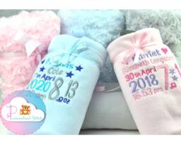 Personalised Baby Fleece Blanket - Embroidered Blankets Personalized Gift New Born Gift Keepsake Shower Christening - thumbnail 1