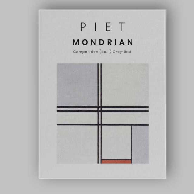 Piet Mondrian Composition Number One Grey Red Minimalist Abstract Canvas Wall Art Print Decor Picture Ready To Hang - image 1