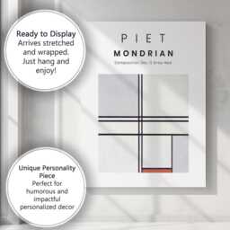 Piet Mondrian Composition Number One Grey Red Minimalist Abstract Canvas Wall Art Print Decor Picture Ready To Hang - thumbnail 3