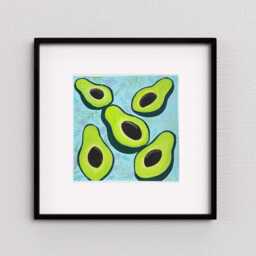 Avocado Art Original Acrylic Painting, Kitchen Wall Decor - 8x8 - thumbnail 2
