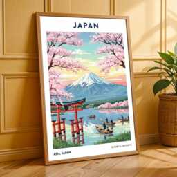 Vintage Mount Fuji Art Print Japanese Landscape Painting - thumbnail 3