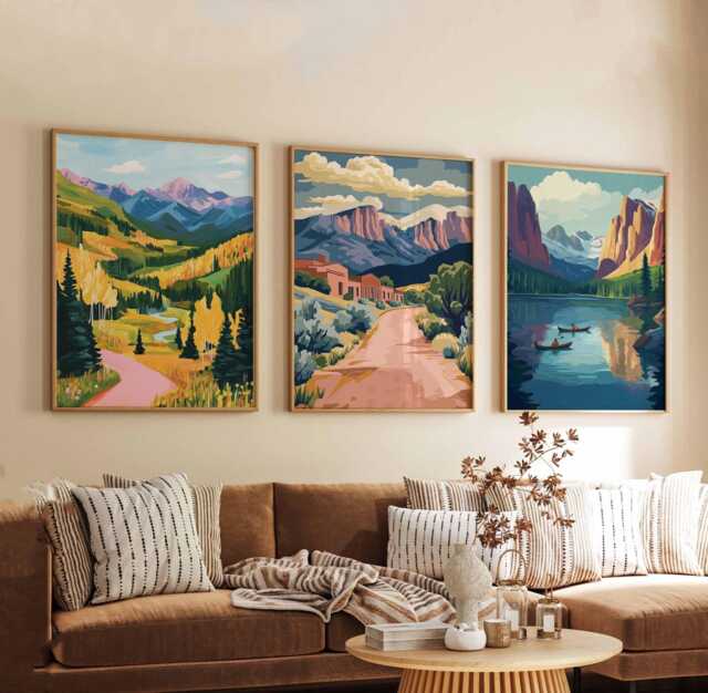 Set Of 3 Colorado Posters, Usa Wall Art Prints, Travel Poster Set, Mountain Landscape Nature Adventure Posters - image 1