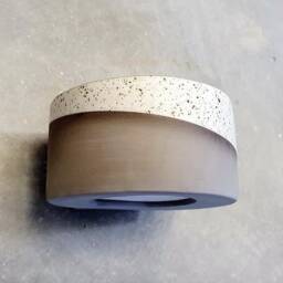 Handmade Ceramic Wall Sconce Modern Mid-Grey & White Light Fixture - thumbnail 4
