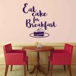 Eat Cake For Breakfast Wall Decal - Kitchen Vinyl Art - thumbnail 2