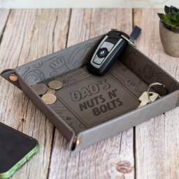 Personalised Nuts & Bolts Snap Up Pu Leather Desk Tidy Storage Tray - thumbnail 1
