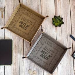 Personalised Nuts & Bolts Snap Up Pu Leather Desk Tidy Storage Tray - thumbnail 3