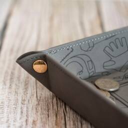Personalised Nuts & Bolts Snap Up Pu Leather Desk Tidy Storage Tray - thumbnail 2