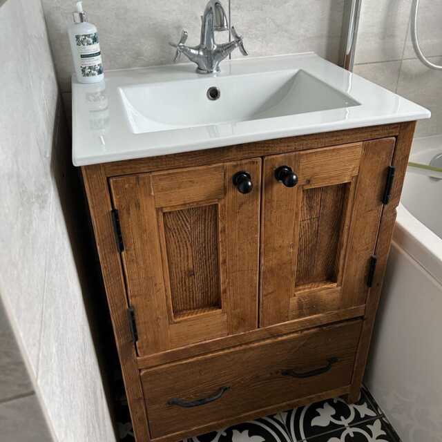 Burford - Bathroom Vanity Unit Handmade Reclaimed Timber Rustic Cabinet Custom Size Options - image 1