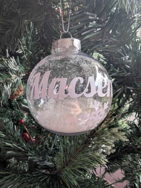 Personalized Snowflake Christmas Bauble, Custom Snow Tree Decoration - image 1