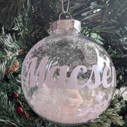 Personalized Snowflake Christmas Bauble, Custom Snow Tree Decoration - thumbnail 3