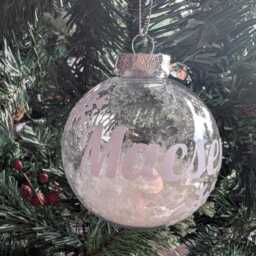 Personalized Snowflake Christmas Bauble, Custom Snow Tree Decoration - thumbnail 4