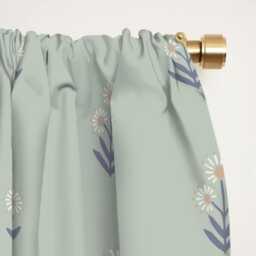 Blackout Window Curtains, Boho Floral Block Print, Lavender Coral Mint, One Piece Panel, Nursery Curtain, Treatment, Baby Girl - thumbnail 2
