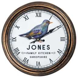 Personalised Bird Wall Clock Custom Name Blackbirds Glass Father's Birthday Gift For Her Man Cave Home Decor Birdwatcher Ekrc73 - thumbnail 2