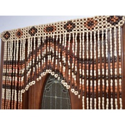 Handmade Wood Bead Door Curtain Bohemian Home Decor - 41x75 Inches