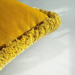 Mustard Yellow Velvet Pillow Cover Italian With Fringe - thumbnail 4