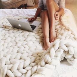 Wool Blanket Super Chunky Xxl Of Spanish Merina Sheep. 100% Merino Wool - thumbnail 2