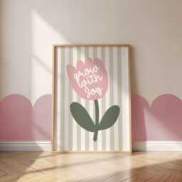 Grow With Joy Nursery Wall Art Print - Girls Bedroom Decor Baby Shower Gift Unframed - thumbnail 1