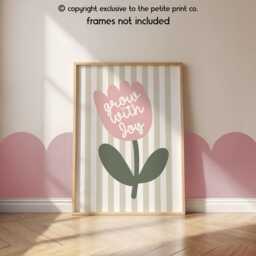 Grow With Joy Nursery Wall Art Print - Girls Bedroom Decor Baby Shower Gift Unframed - thumbnail 2