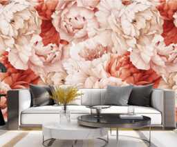Watercolor Peonies Floral Wallpaper Summer Wall Mural - thumbnail 1