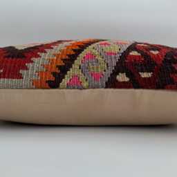 Kilim Cushion Cover, Handmade Multicolour Turkish Cushion, Pillow, Decorative Throw Navajo 24''x24''/59x59 cm - thumbnail 3