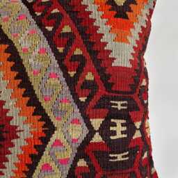 Kilim Cushion Cover, Handmade Multicolour Turkish Cushion, Pillow, Decorative Throw Navajo 24''x24''/59x59 cm - thumbnail 2