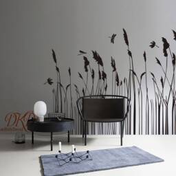 Grass Plant Wall Decal Border, Nursery Decal, Room Border Decal, Nature Design Mural, Modern Home Decor-Dragonfly With Reed Grass - thumbnail 2
