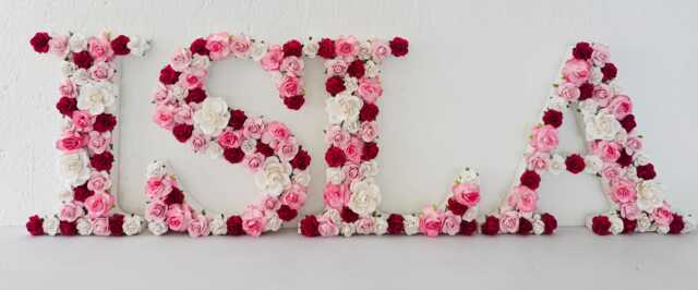 Flower Letters For New Baby Girls Nursery, Personalised Floral Letters, New Gift, Nursery Decor Wall Art , Shower - image 1