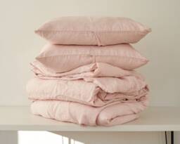 3 Piece Linen Bedding Set Blush Duvet Cover & Pillow Cases - thumbnail 1