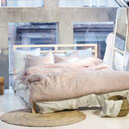 3 Piece Linen Bedding Set Blush Duvet Cover & Pillow Cases - thumbnail 3