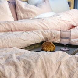 3 Piece Linen Bedding Set Blush Duvet Cover & Pillow Cases - thumbnail 2