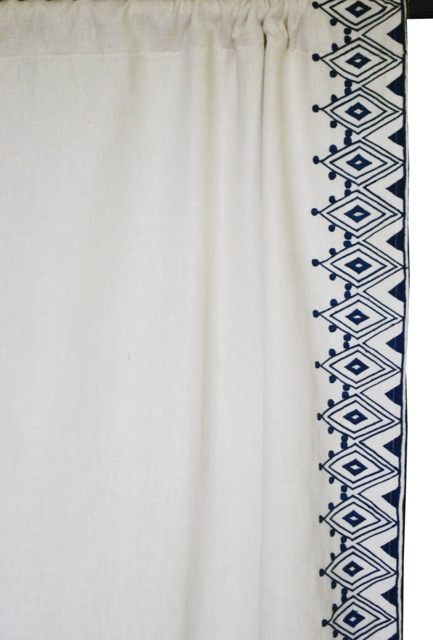 Made To Measure Linen Curtain, Moroccan Embroidery Curtain Panels, Light Filtering Curtains, Window Drape Embroidered Curtains - image 1