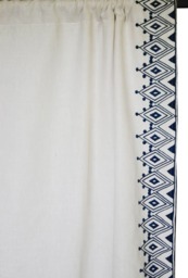 Made To Measure Linen Curtain, Moroccan Embroidery Curtain Panels, Light Filtering Curtains, Window Drape Embroidered Curtains