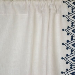 Made To Measure Linen Curtain, Moroccan Embroidery Curtain Panels, Light Filtering Curtains, Window Drape Embroidered Curtains - thumbnail 2