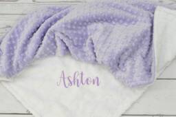 Personalized Baby Blanket-Personalized White Lavender Minky Crib Girl Blanket
