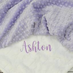 Personalized Baby Blanket-Personalized White Lavender Minky Crib Girl Blanket - thumbnail 2