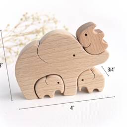 Wooden Elephant Mom & Baby Puzzle . Personalized Mother's Day Gift Expecting Mom Of Two Three - thumbnail 2