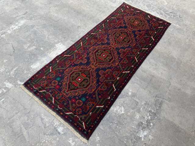 Vintage 2'11x7.1 Baluchi Runner Rug - Hand-Knotted Wool Tribal , Boho Oriental Cozy Floral Design Kitchen Hallway - image 1