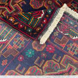 Vintage 2'11x7.1 Baluchi Runner Rug - Hand-Knotted Wool Tribal , Boho Oriental Cozy Floral Design Kitchen Hallway - thumbnail 4