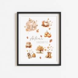 Autumn Favourites Print, Autumn Home Decor, Fall Wall Art Seasonal Colours Unframed - thumbnail 2