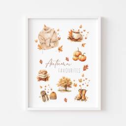 Autumn Favourites Print, Autumn Home Decor, Fall Wall Art Seasonal Colours Unframed - thumbnail 1