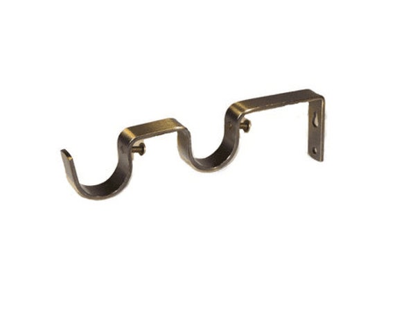 28/28mm Antique Brass Double Layer Curtain Pole Wall Bracket