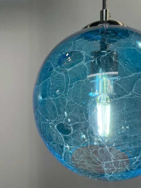 Hand Blown Aqua Glass Pendant Light - Antique Style Ready-Made - image 1